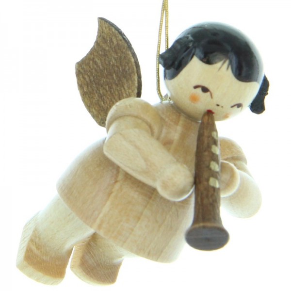 Uhlig Engel schwebend mit Klarinette, natur, handbemalt