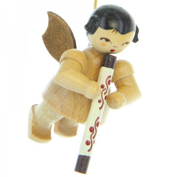 Uhlig Engel schwebend mit Didgeridoo, natur, handbemalt