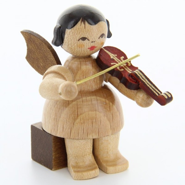 Uhlig Engel sitzend mit Violine, natur, handbemalt